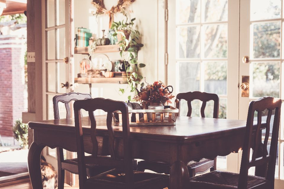 The dining room, laid for service